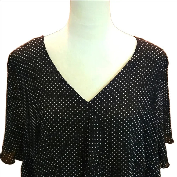 VTG Sag Harbor 2 pc Dress Midnight Blue White Polka Dots Layered Skirt size 2X - Picture 2 of 16